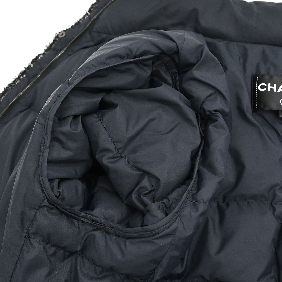Chanel 2018-2019 Zip Up Tweed Coat Black #42