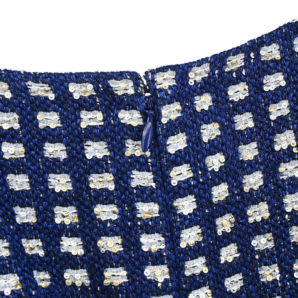 Chanel 2017 Sleeveless Tweed Dress Navy #40