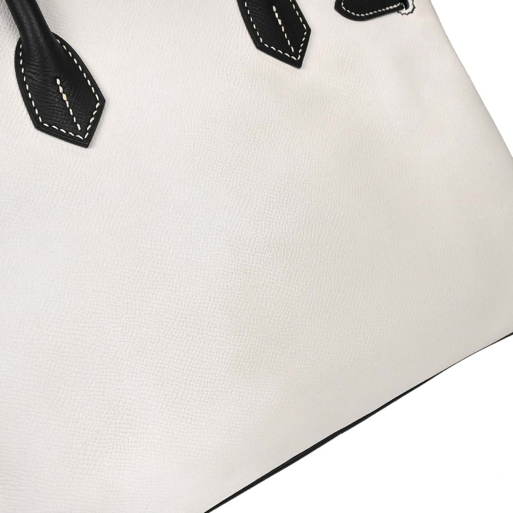 Hermes White Black Epsom Birkin 30 Handbag