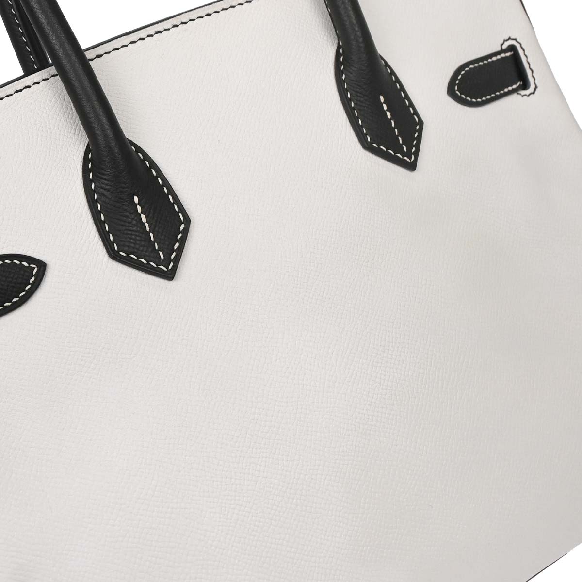 Hermes White Black Epsom Birkin 30 Handbag