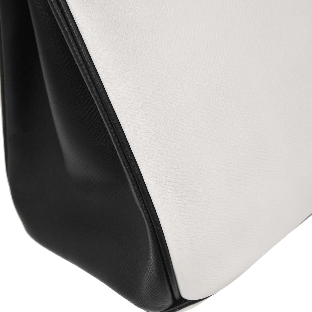 Hermes White Black Epsom Birkin 30 Handbag