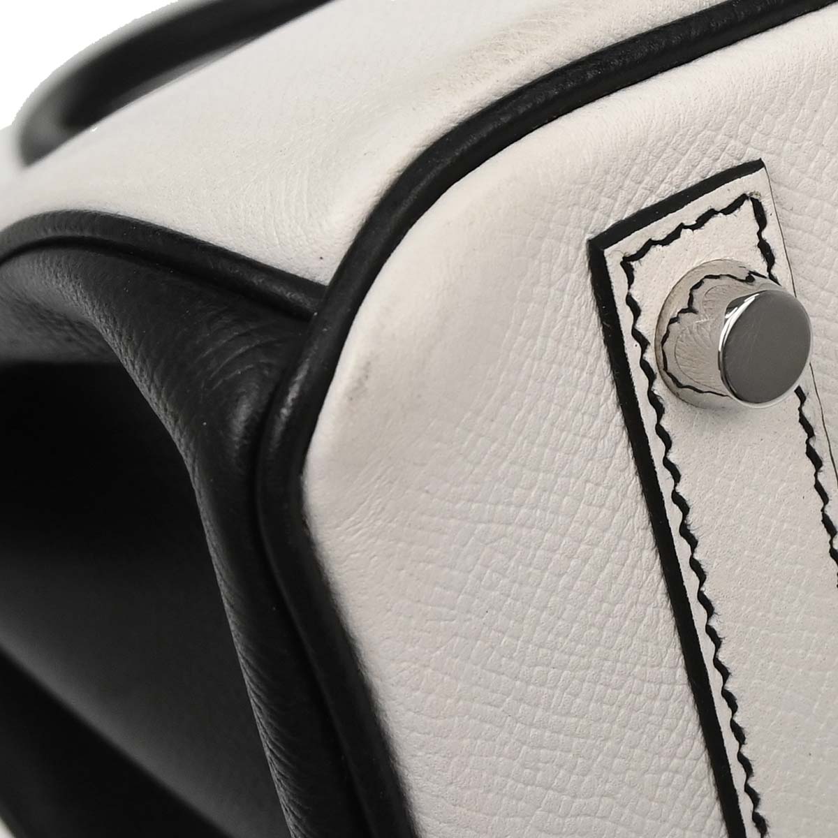 Hermes White Black Epsom Birkin 30 Handbag
