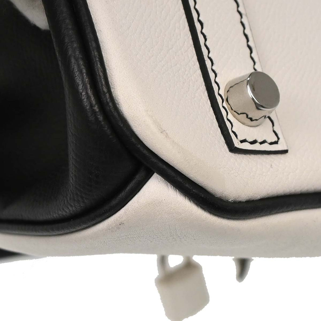Hermes White Black Epsom Birkin 30 Handbag