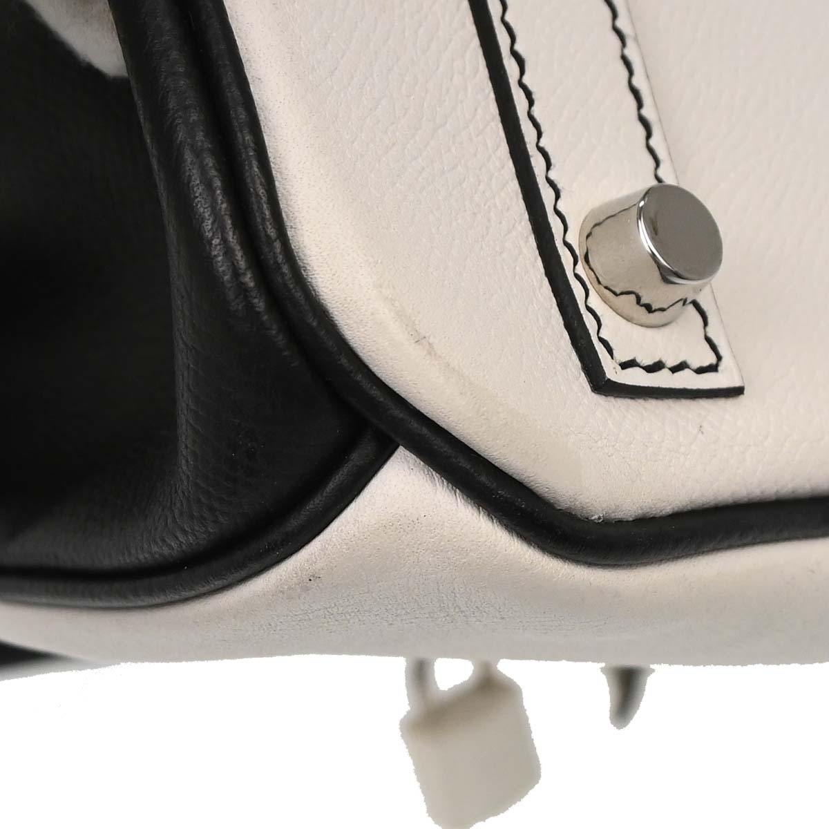 Hermes White Black Epsom Birkin 30 Handbag