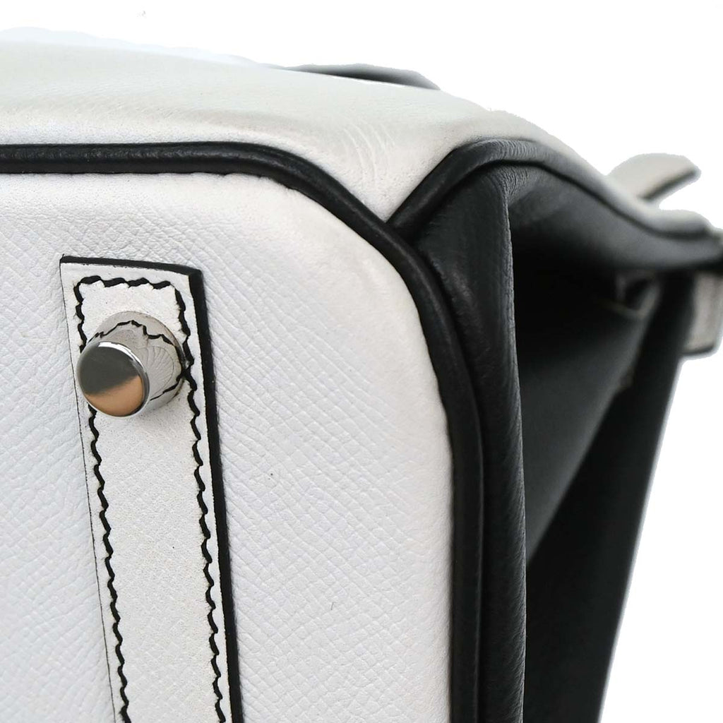 Hermes White Black Epsom Birkin 30 Handbag