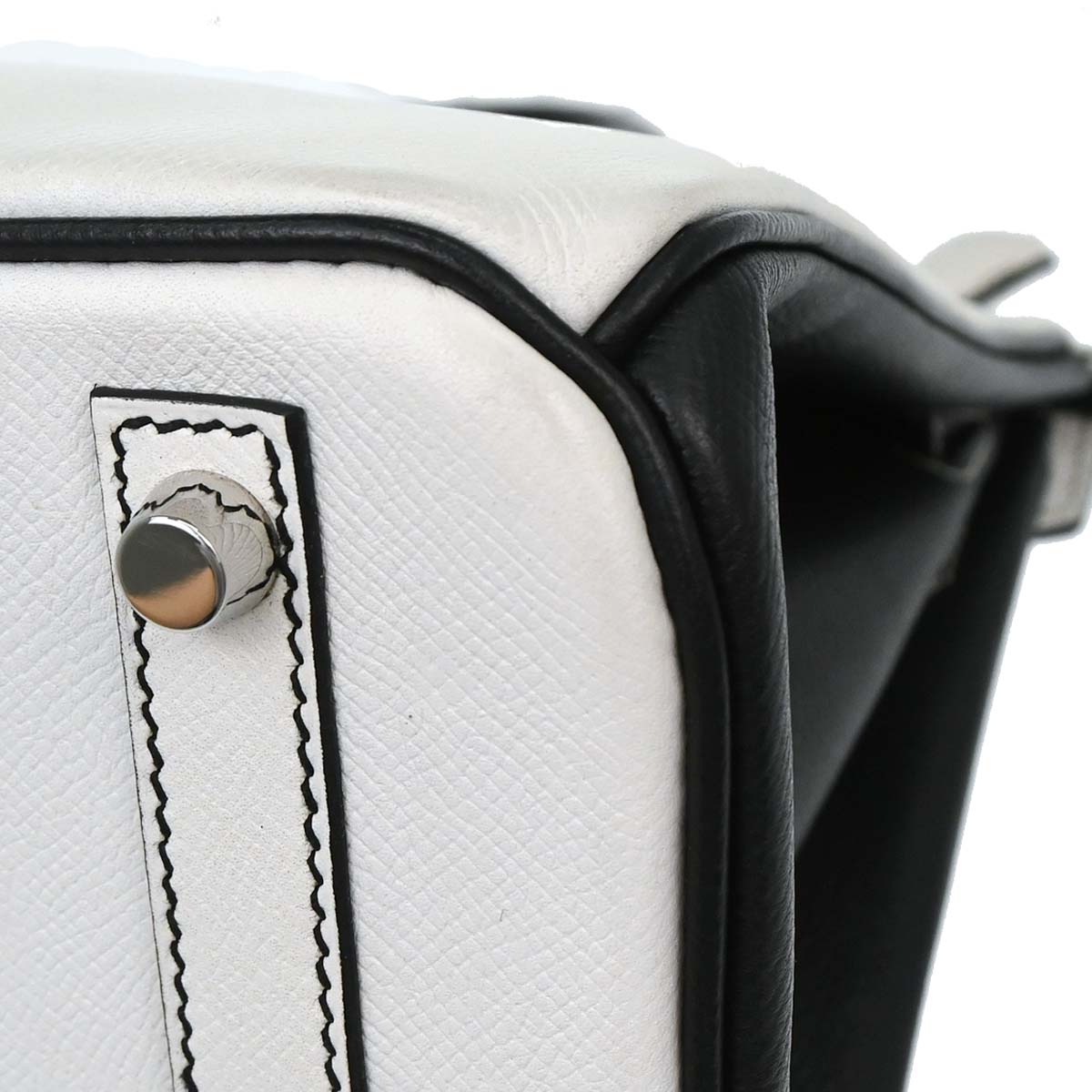 Hermes White Black Epsom Birkin 30 Handbag