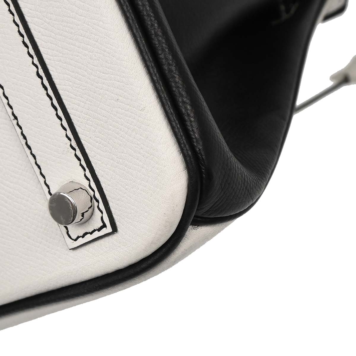Hermes White Black Epsom Birkin 30 Handbag