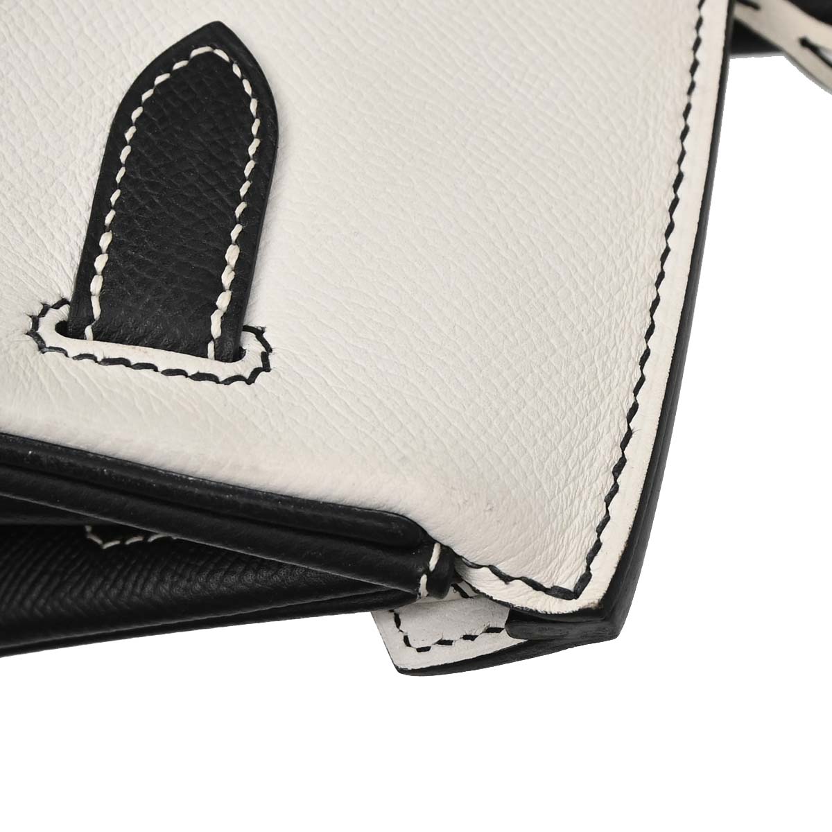 Hermes White Black Epsom Birkin 30 Handbag