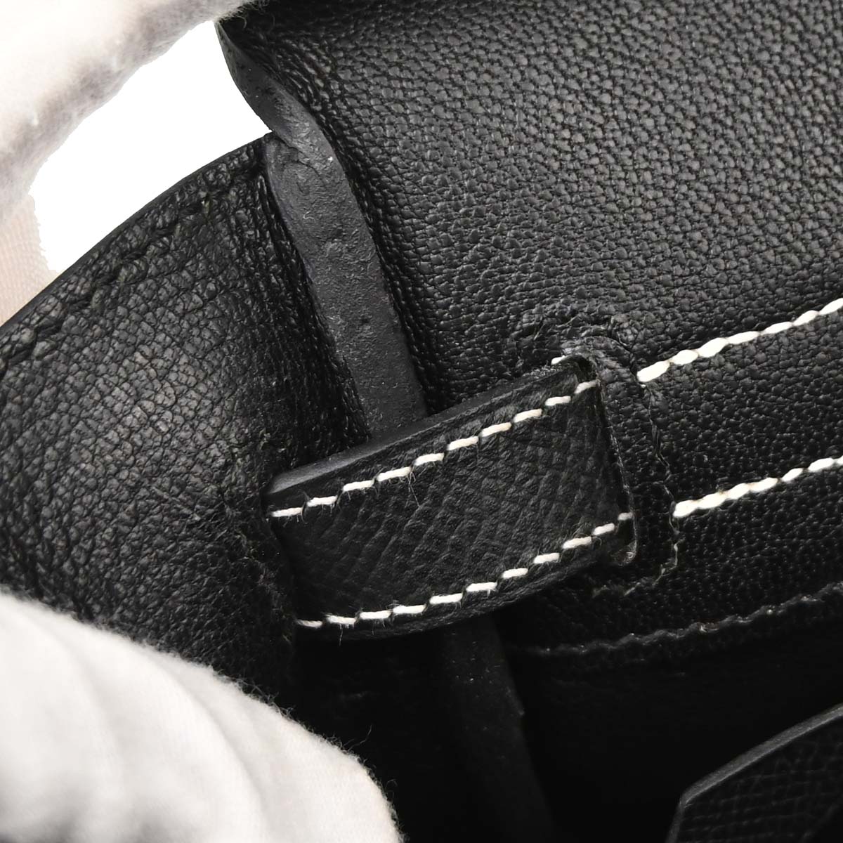 Hermes White Black Epsom Birkin 30 Handbag