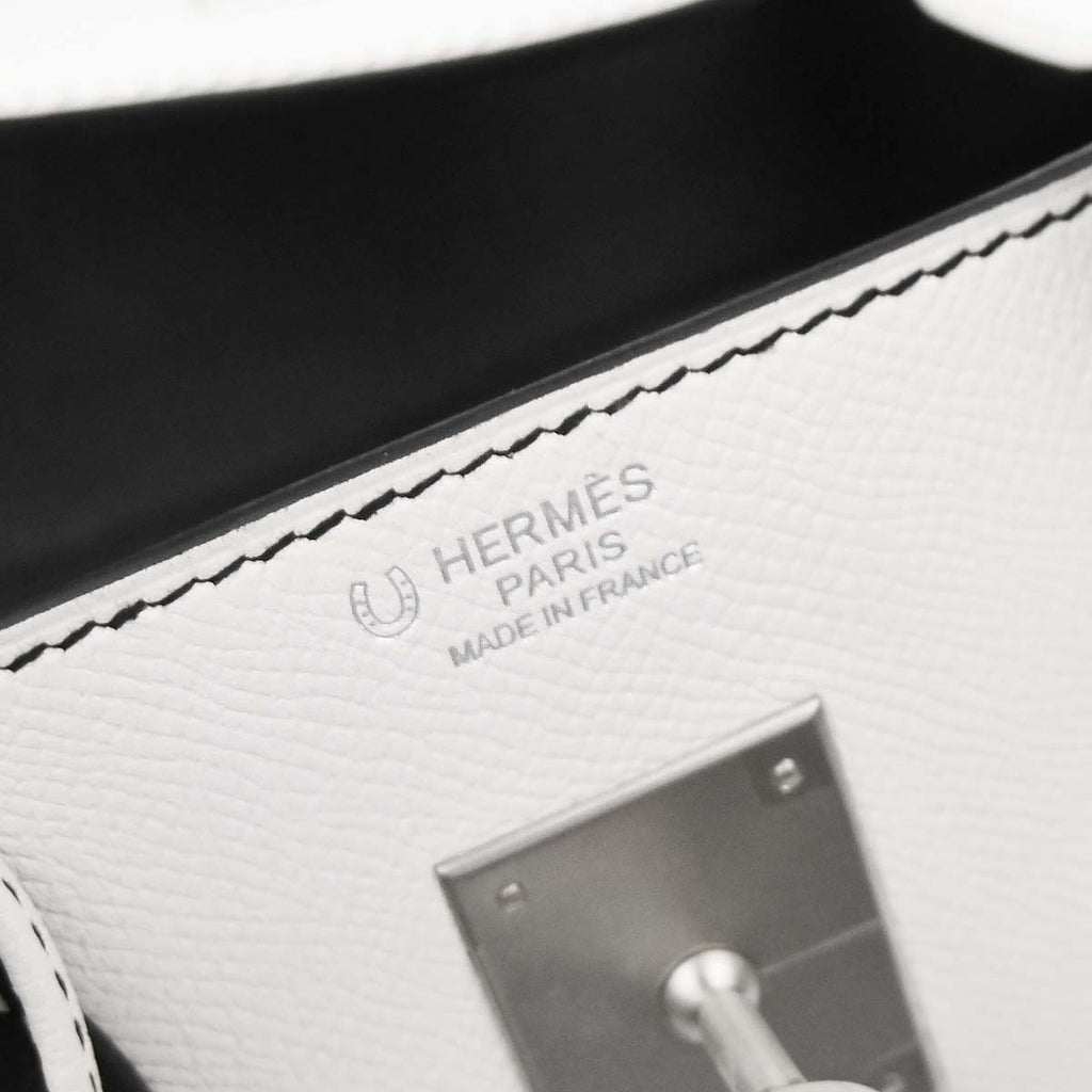 Hermes White Black Epsom Birkin 30 Handbag