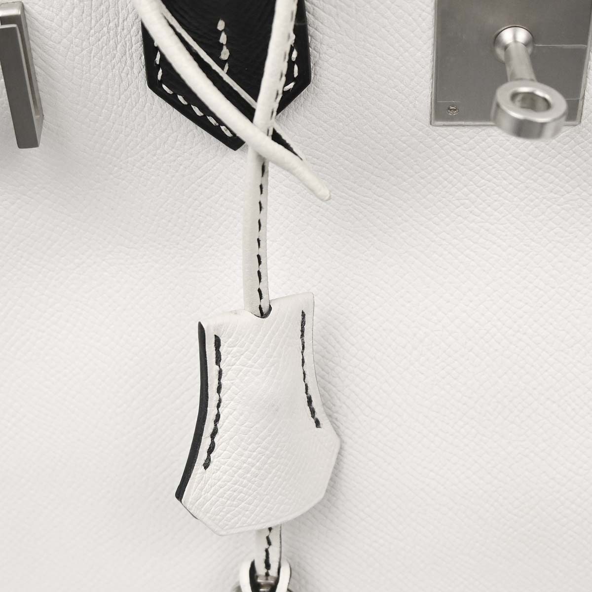 Hermes White Black Epsom Birkin 30 Handbag