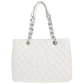 Chanel 2011 White Caviar Grand Shopping Tote GST Chain Handbag