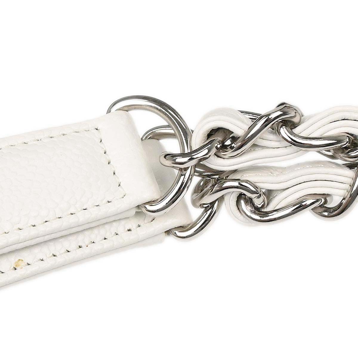 Chanel 2011 White Caviar Grand Shopping Tote GST Chain Handbag