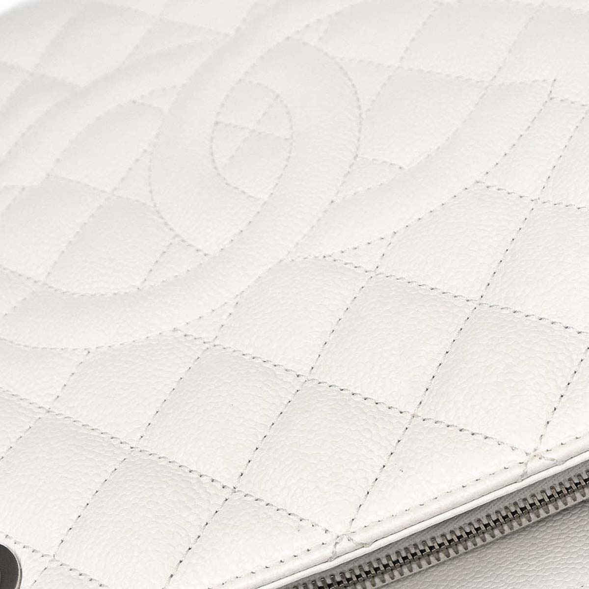 Chanel 2011 White Caviar Grand Shopping Tote GST Chain Handbag