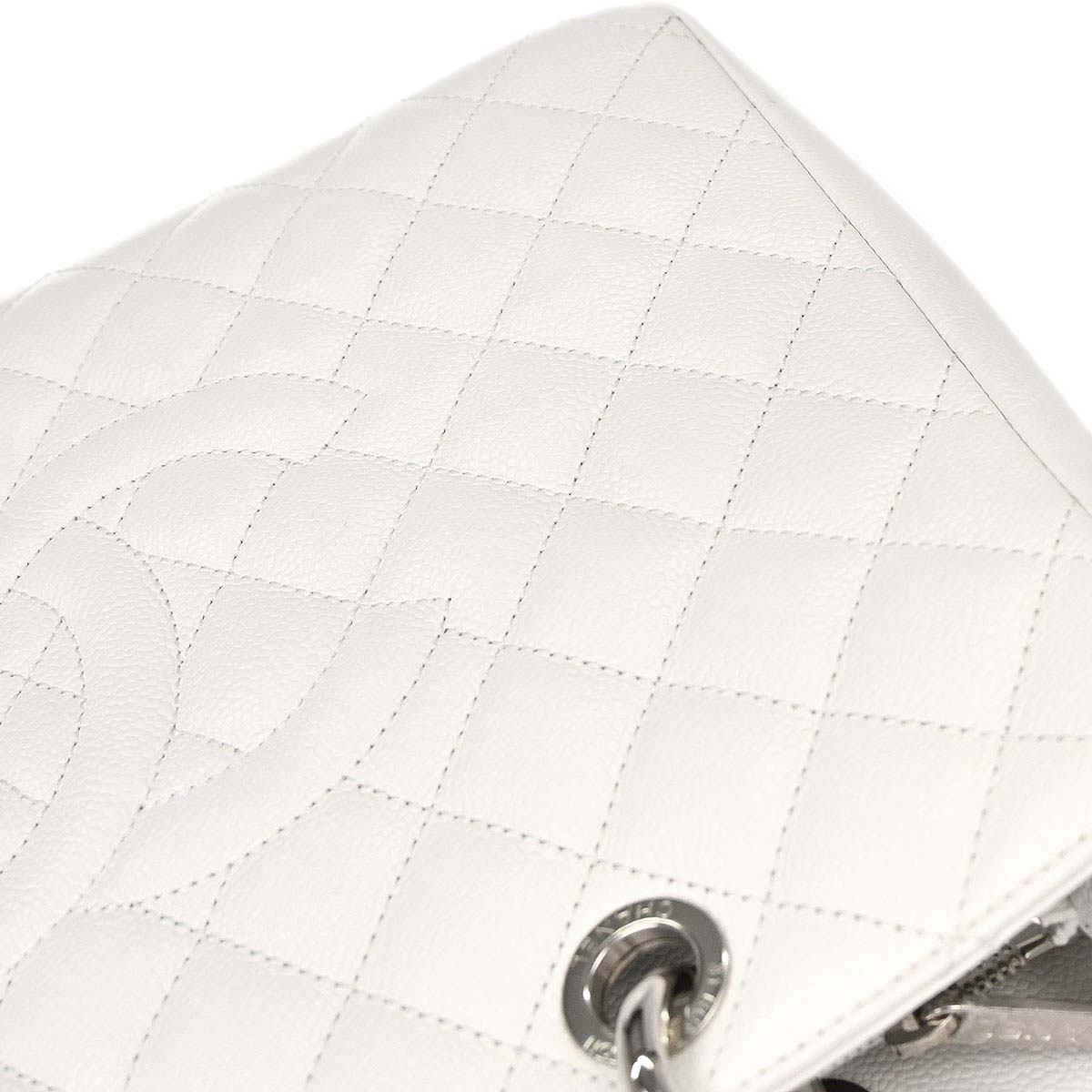 Chanel 2011 White Caviar Grand Shopping Tote GST Chain Handbag