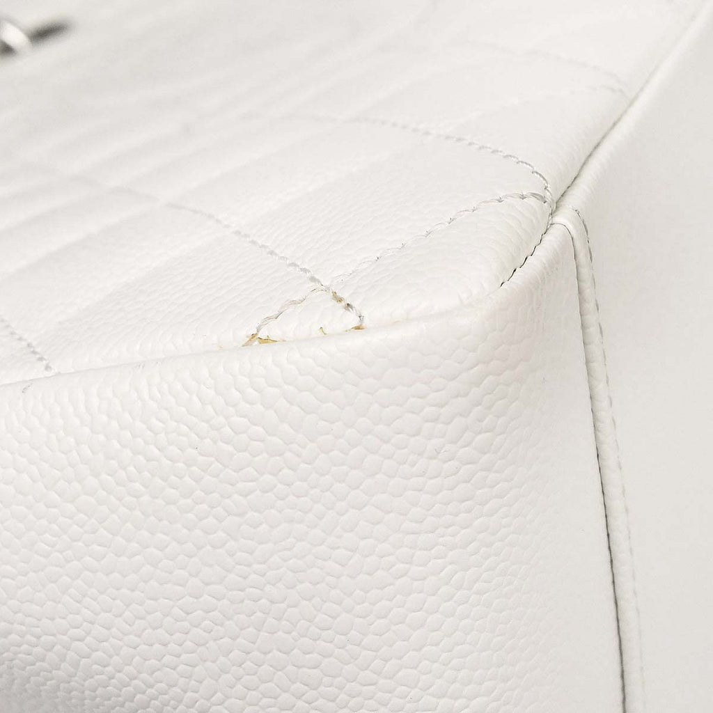 Chanel 2011 White Caviar Grand Shopping Tote GST Chain Handbag