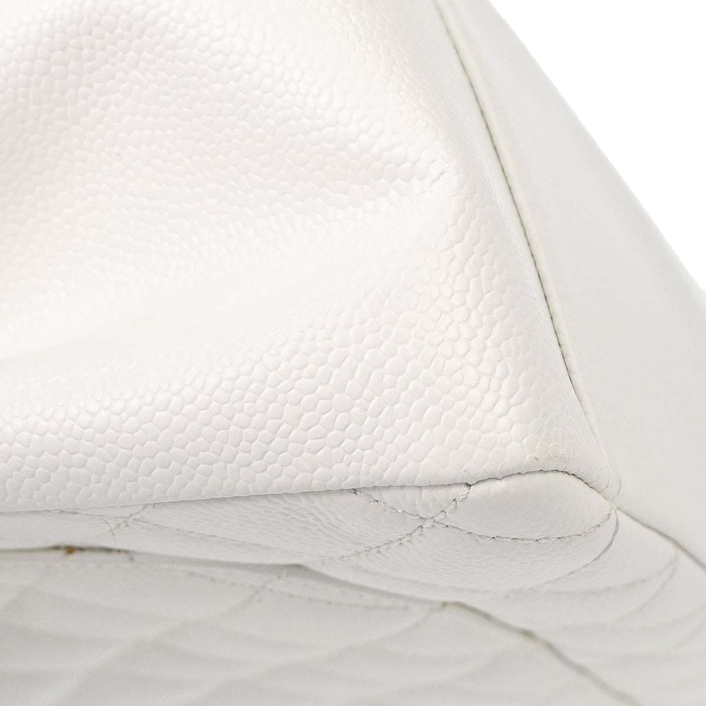 Chanel 2011 White Caviar Grand Shopping Tote GST Chain Handbag