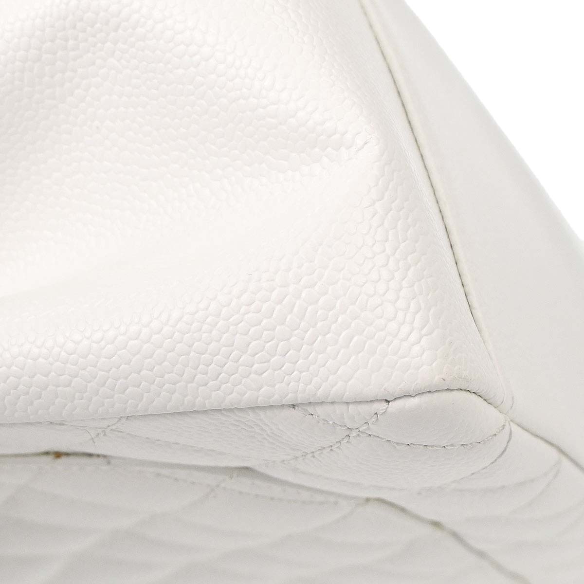 Chanel 2011 White Caviar Grand Shopping Tote GST Chain Handbag