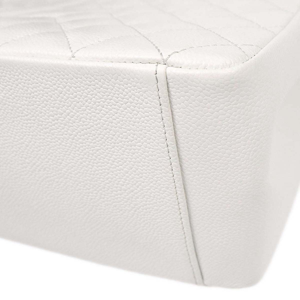 Chanel 2011 White Caviar Grand Shopping Tote GST Chain Handbag