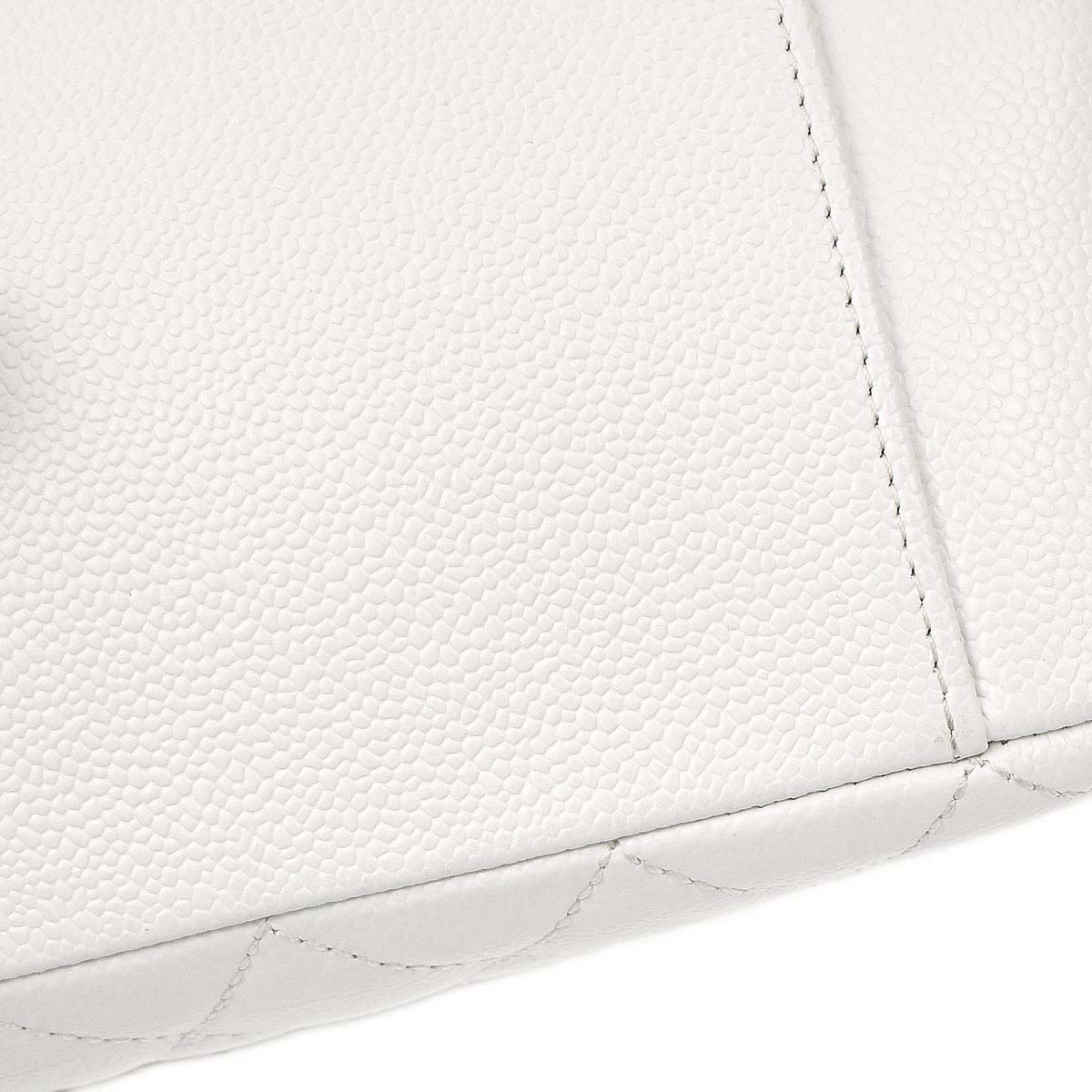 Chanel 2011 White Caviar Grand Shopping Tote GST Chain Handbag