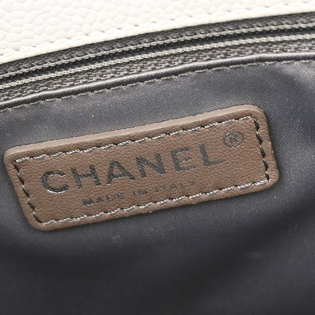 Chanel 2011 White Caviar Grand Shopping Tote GST Chain Handbag