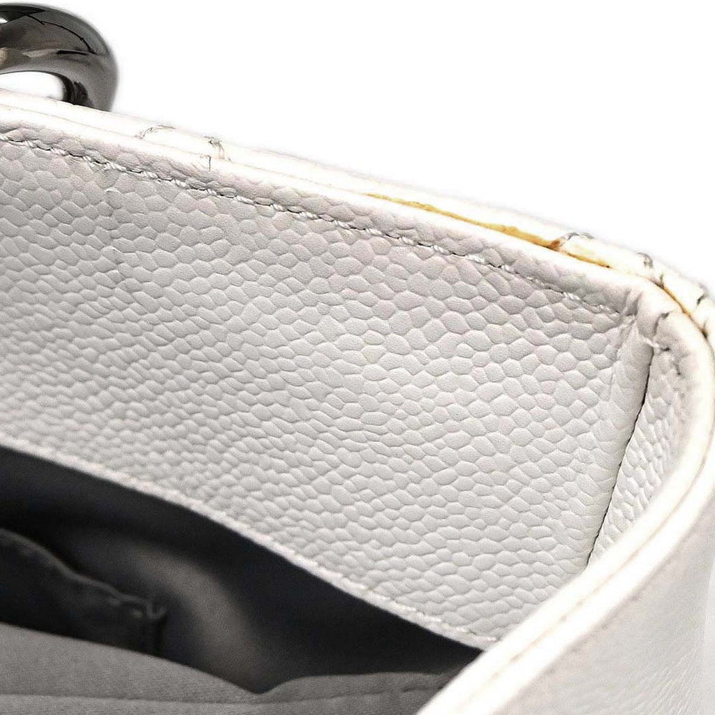 Chanel 2011 White Caviar Grand Shopping Tote GST Chain Handbag