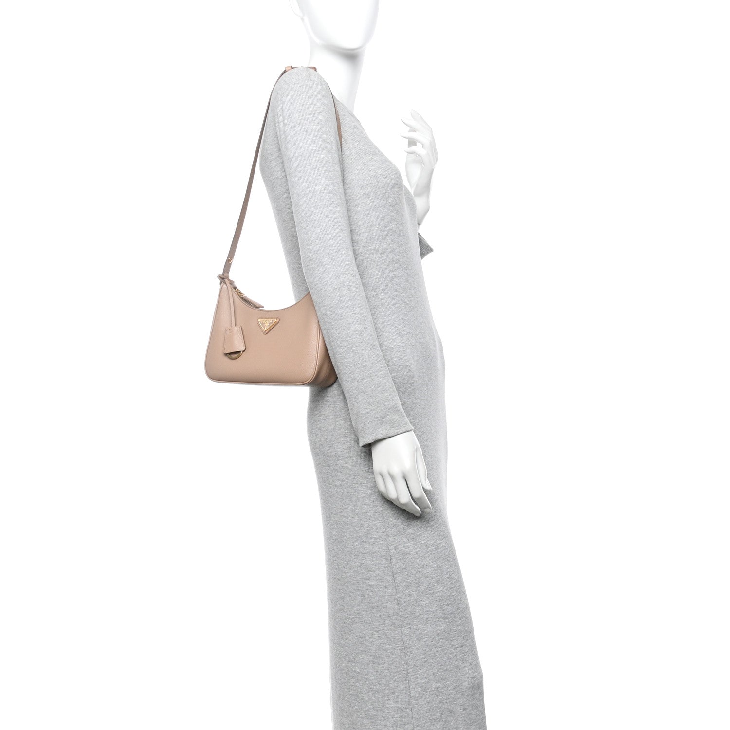 Prada Saffiano Lux Re-Edition Mini Shoulder Bag Cammeo