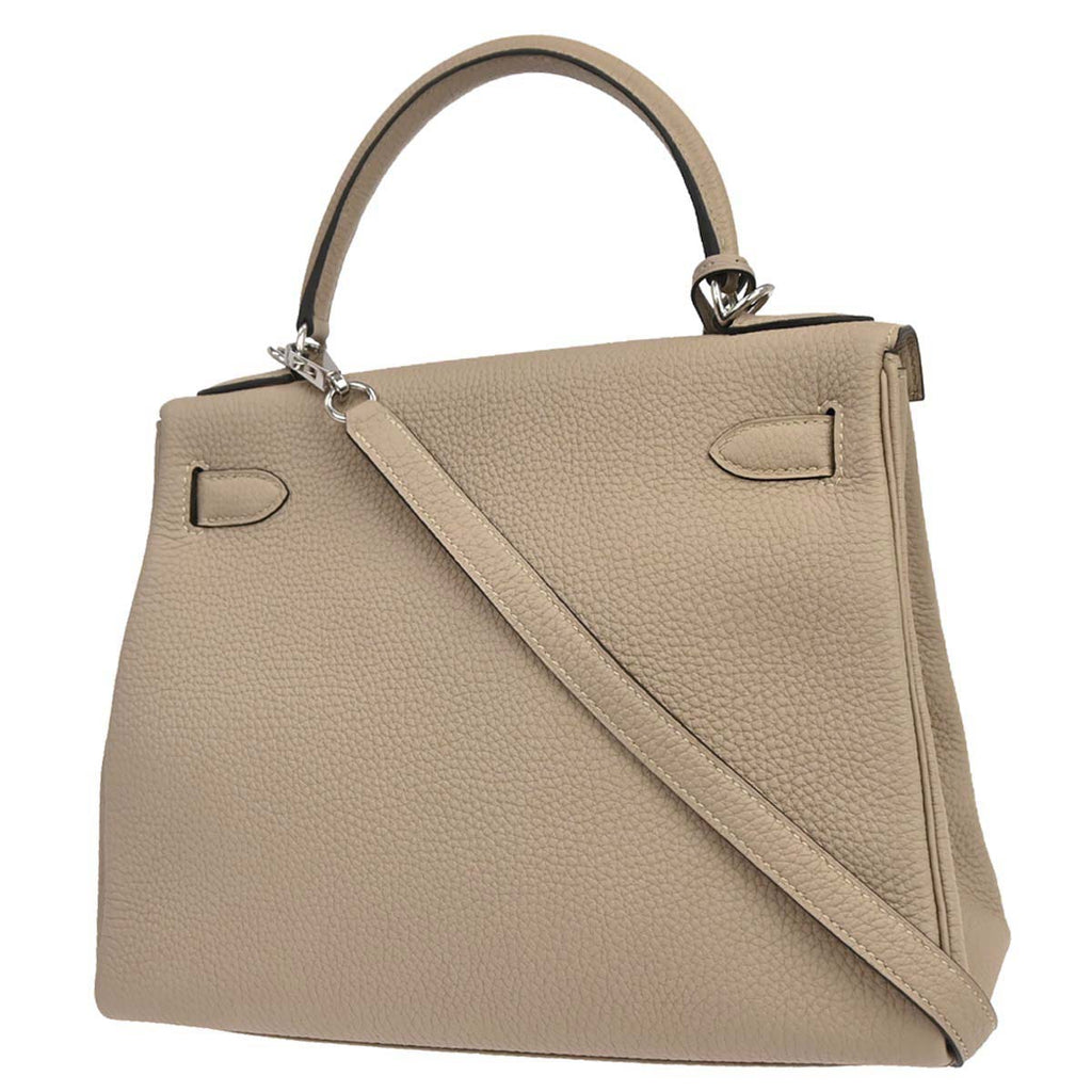 Hermes Gris Tourterelle Togo Kelly 28 Retourne 2way Shoulder Handbag