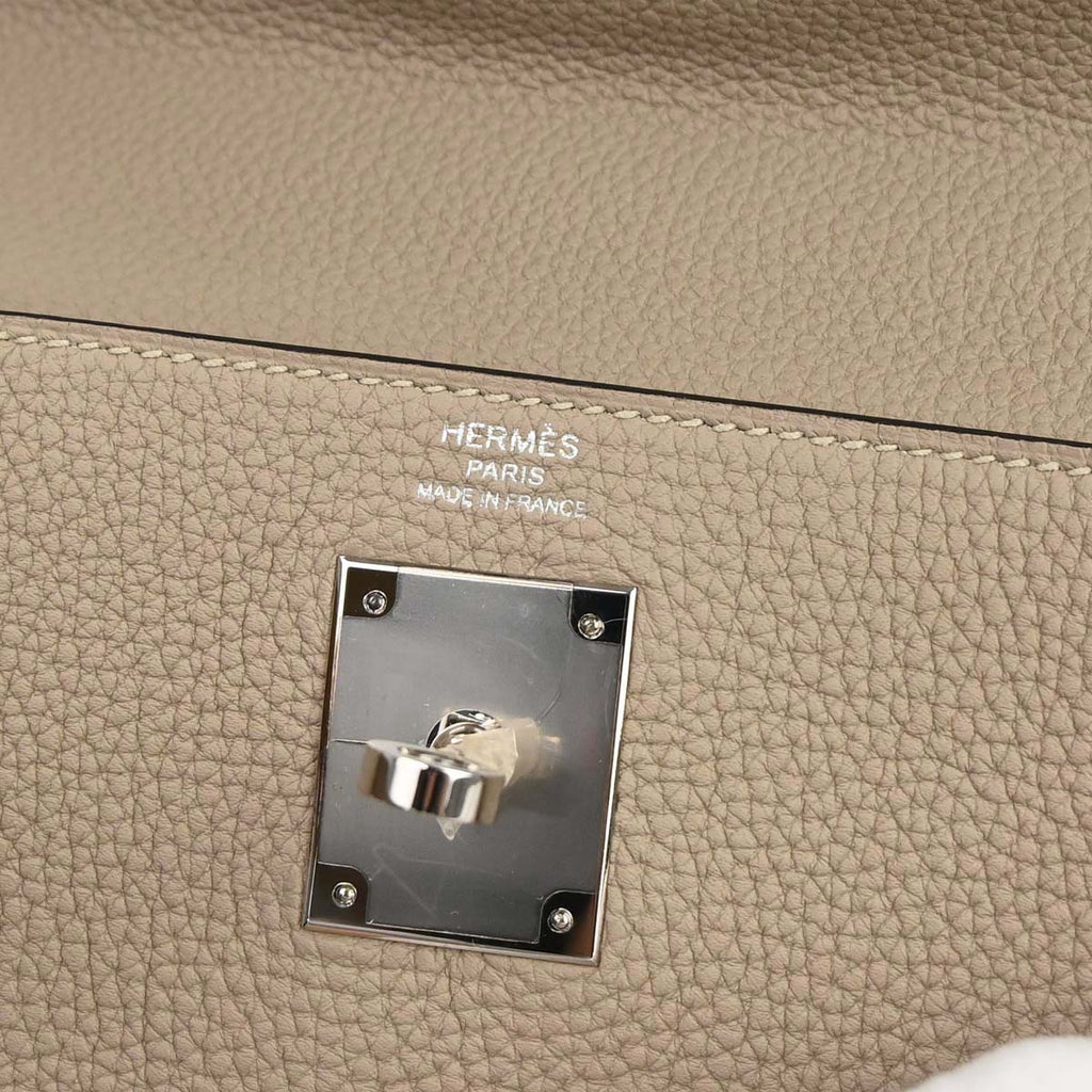 Hermes Gris Tourterelle Togo Kelly 28 Retourne 2way Shoulder Handbag