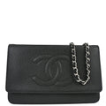 Chanel Black Caviar Skin Timeless WOC Wallet on Chain Bag