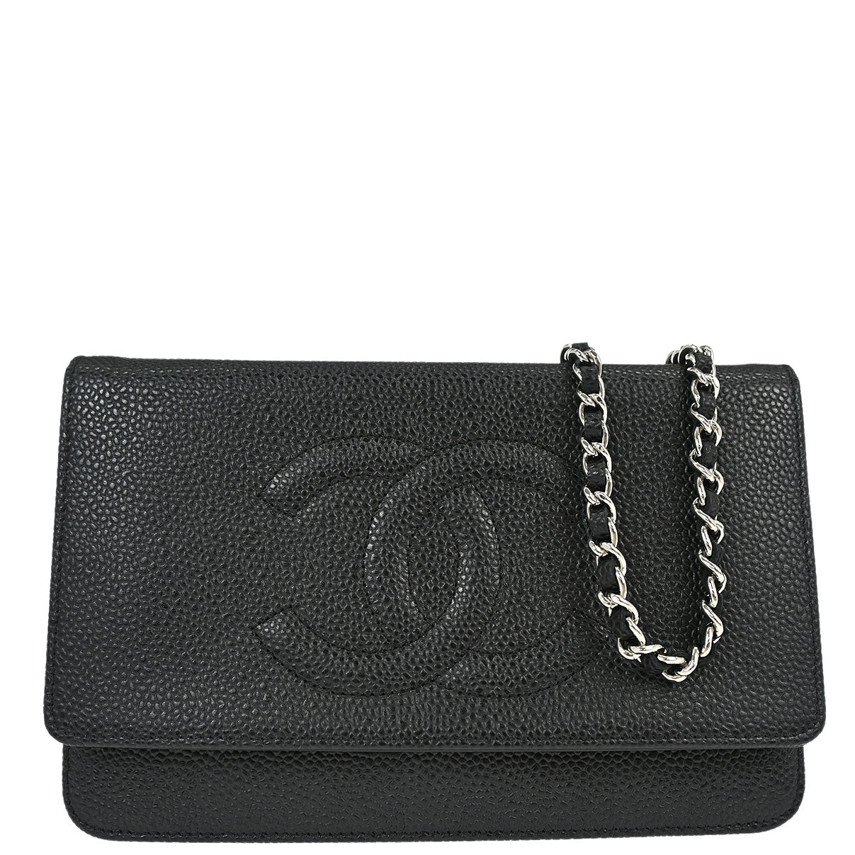 Chanel Black Caviar Skin Timeless WOC Wallet on Chain Bag