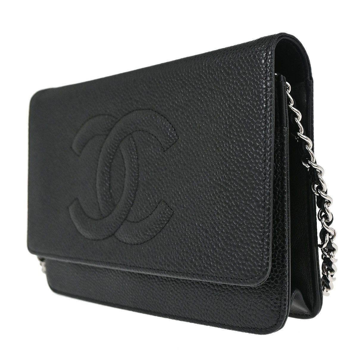 Chanel Black Caviar Skin Timeless WOC Wallet on Chain Bag