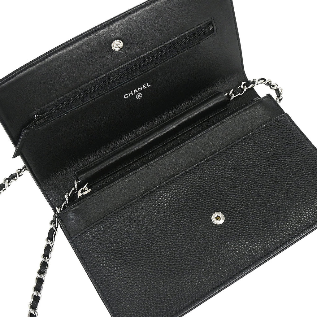 Chanel Black Caviar Skin Timeless WOC Wallet on Chain Bag