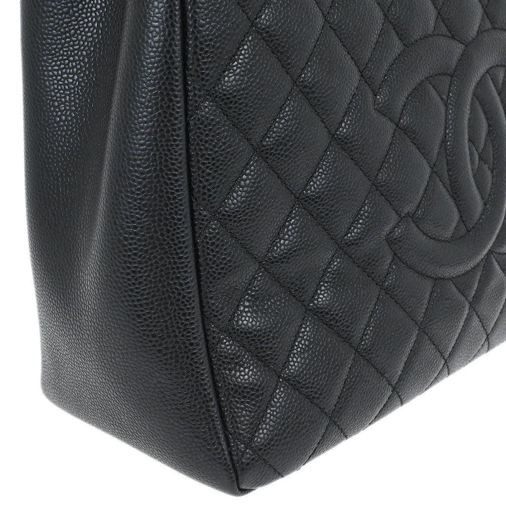 Chanel 2014 Black Caviar Grand Shopping Tote GST Chain Handbag