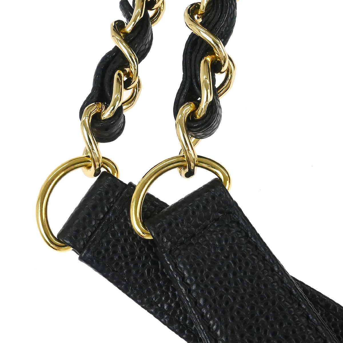 Chanel 2014 Black Caviar Grand Shopping Tote GST Chain Handbag