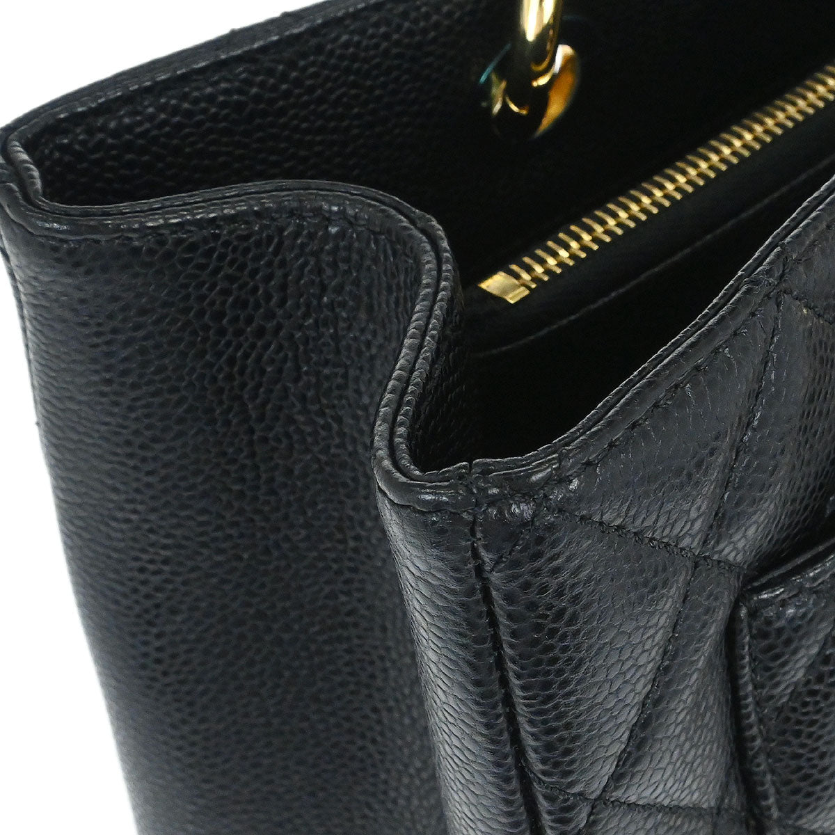 Chanel 2014 Black Caviar Grand Shopping Tote GST Chain Handbag