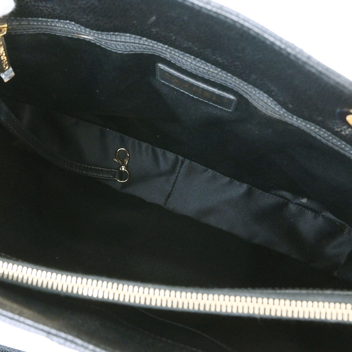 Chanel 2014 Black Caviar Grand Shopping Tote GST Chain Handbag