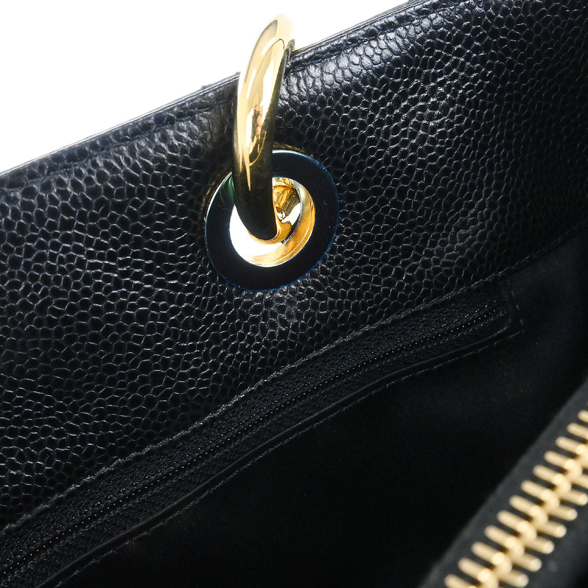 Chanel 2014 Black Caviar Grand Shopping Tote GST Chain Handbag