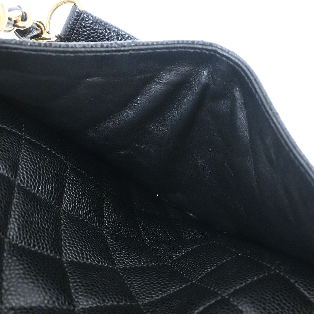Chanel 2014 Black Caviar Grand Shopping Tote GST Chain Handbag