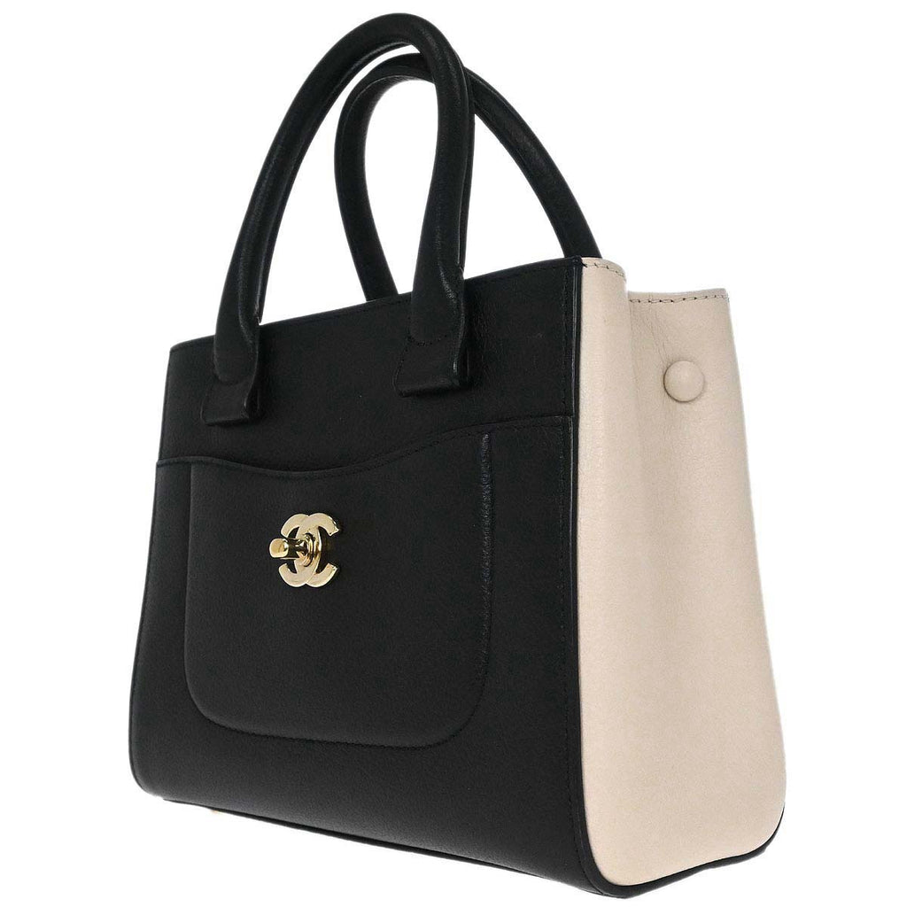Chanel 2017-2018 Black Ivory Calfskin Neo Executive Mini Tote 2way Shoulder Handbag