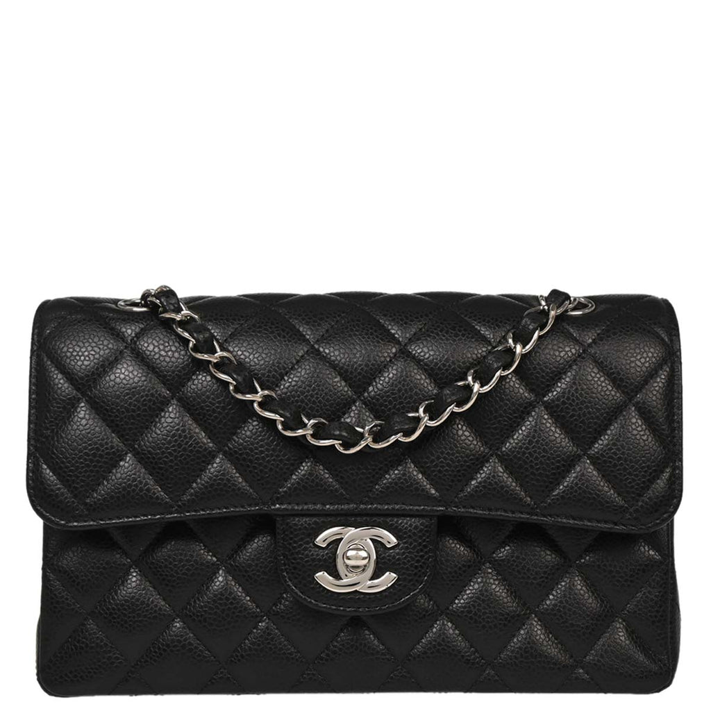 Chanel 2019 Black Caviar Small Classic Double Flap Shoulder Bag