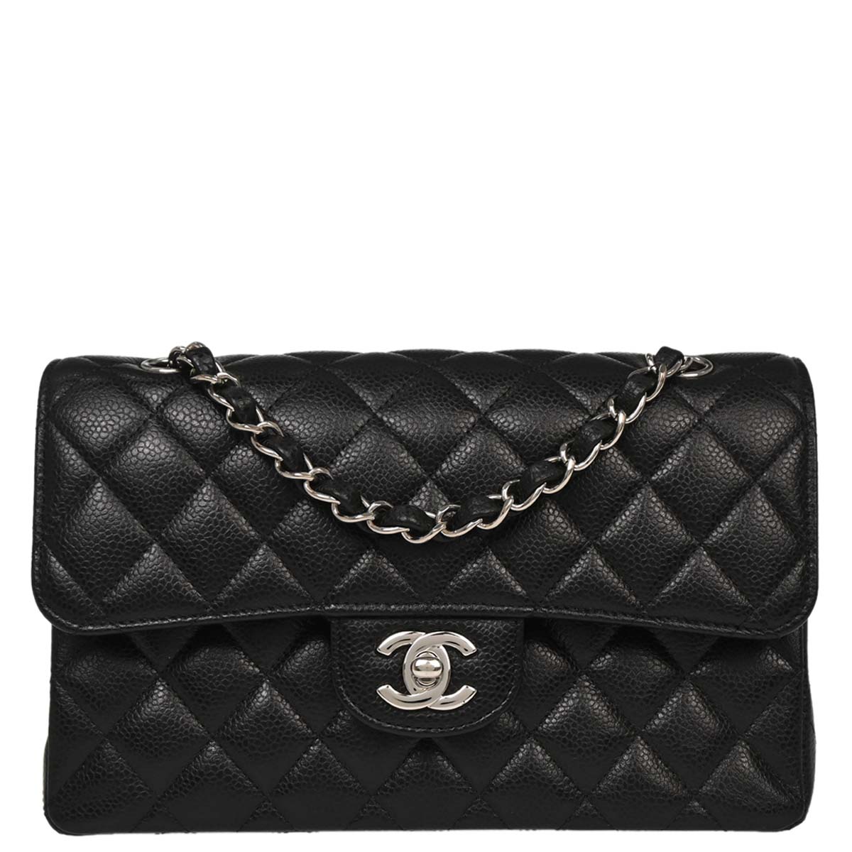 Chanel 2019 Black Caviar Small Classic Double Flap Shoulder Bag