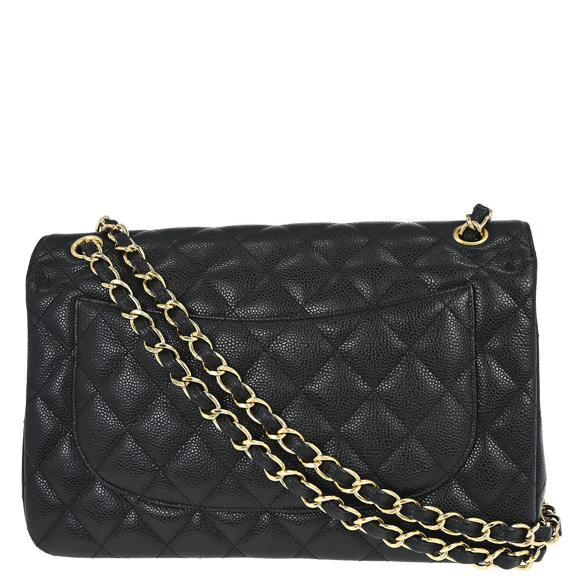 Chanel 2010-2011 Black Caviar Skin Jumbo Classic Double Flap Shoulder Bag