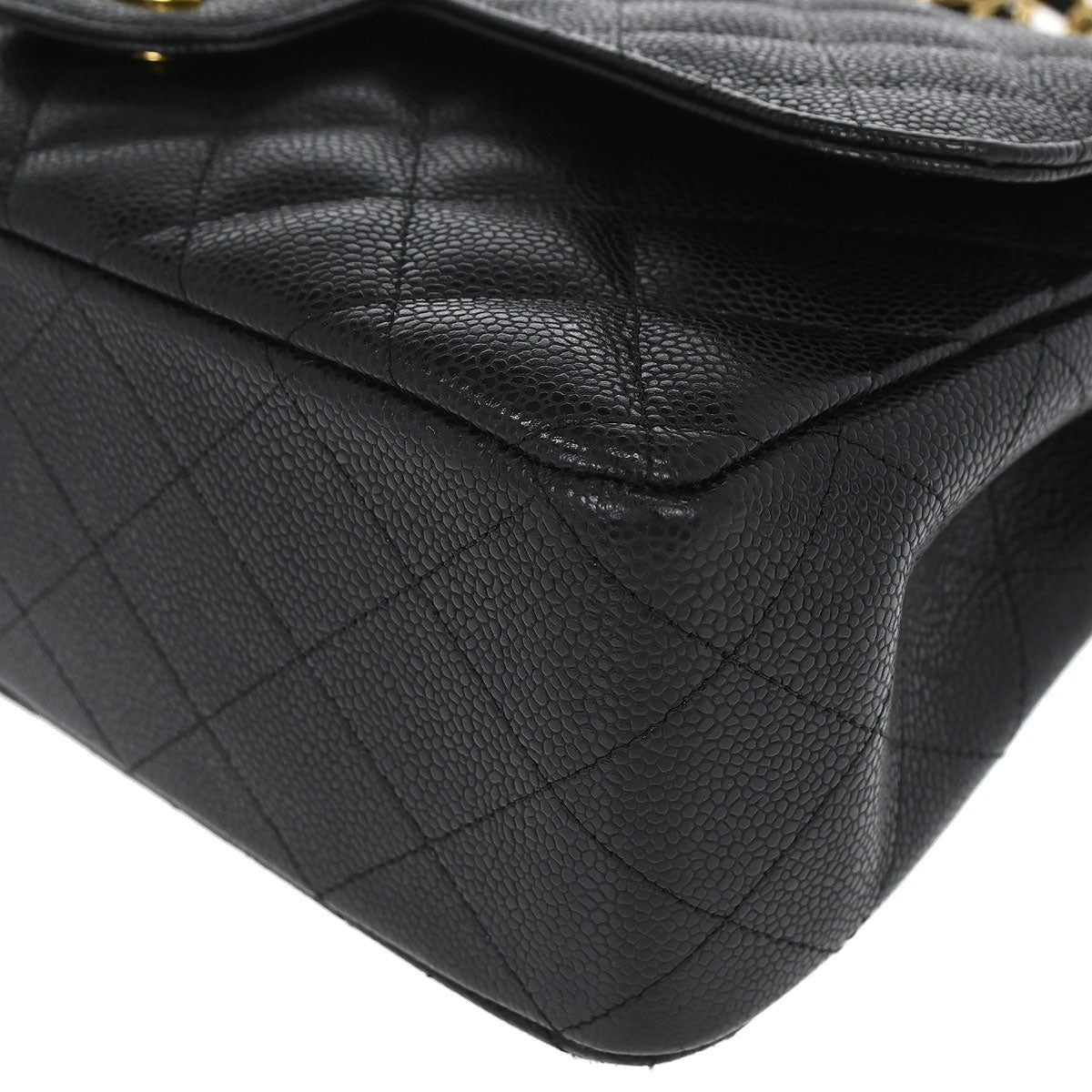 Chanel 2010-2011 Black Caviar Skin Jumbo Classic Double Flap Shoulder Bag