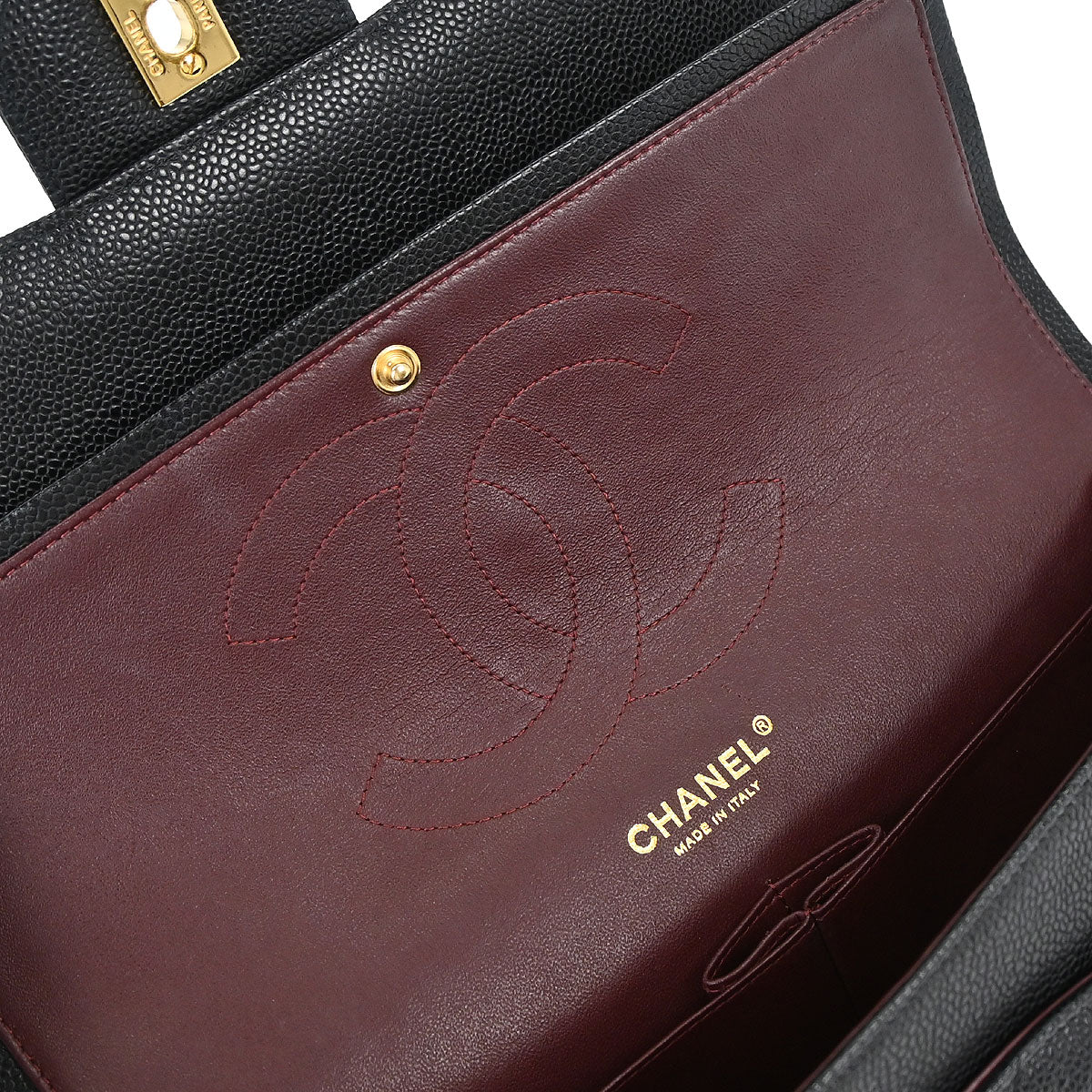 Chanel 2010-2011 Black Caviar Skin Jumbo Classic Double Flap Shoulder Bag