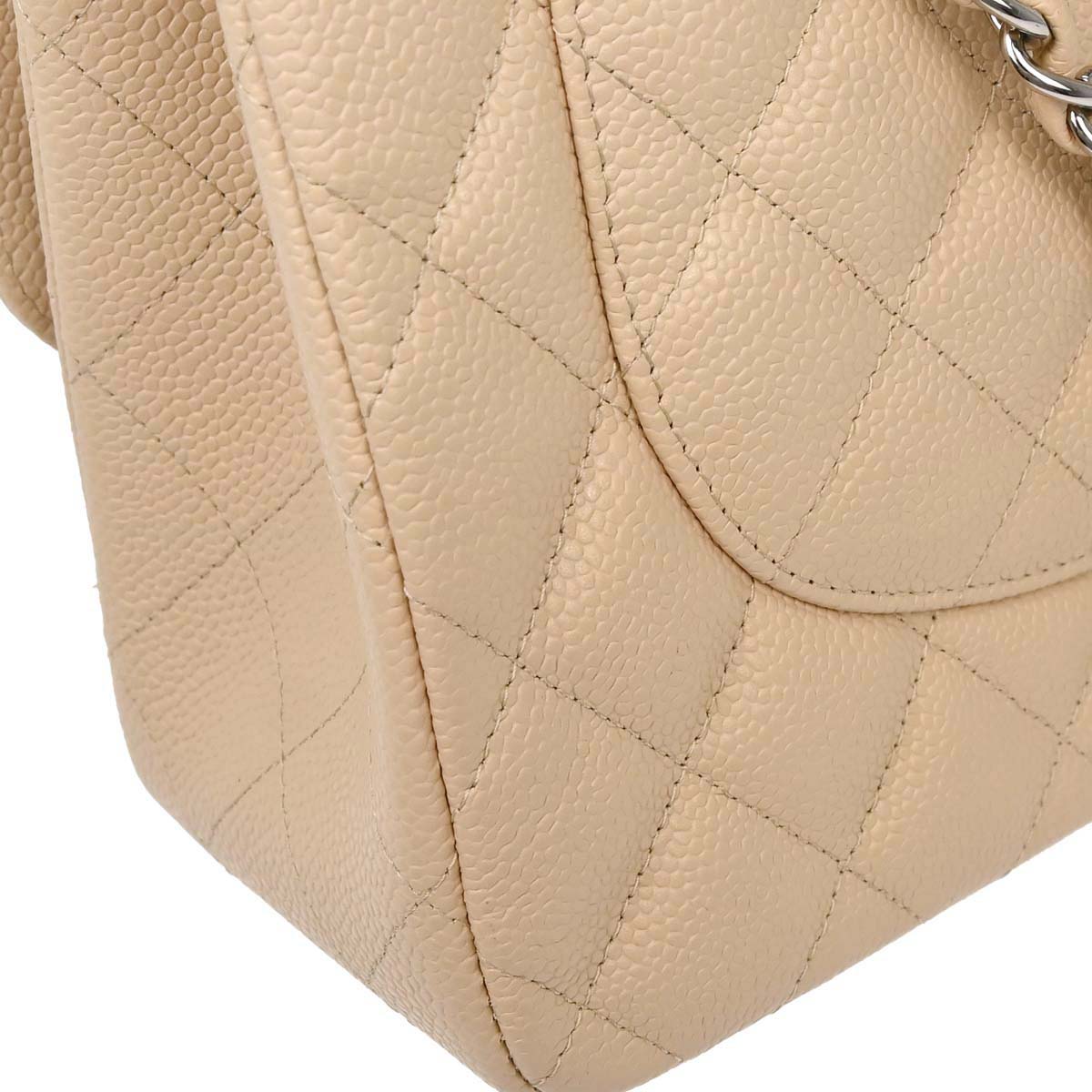 Chanel 2013-2014 Beige Caviar Jumbo Classic Double Flap Shoulder Bag