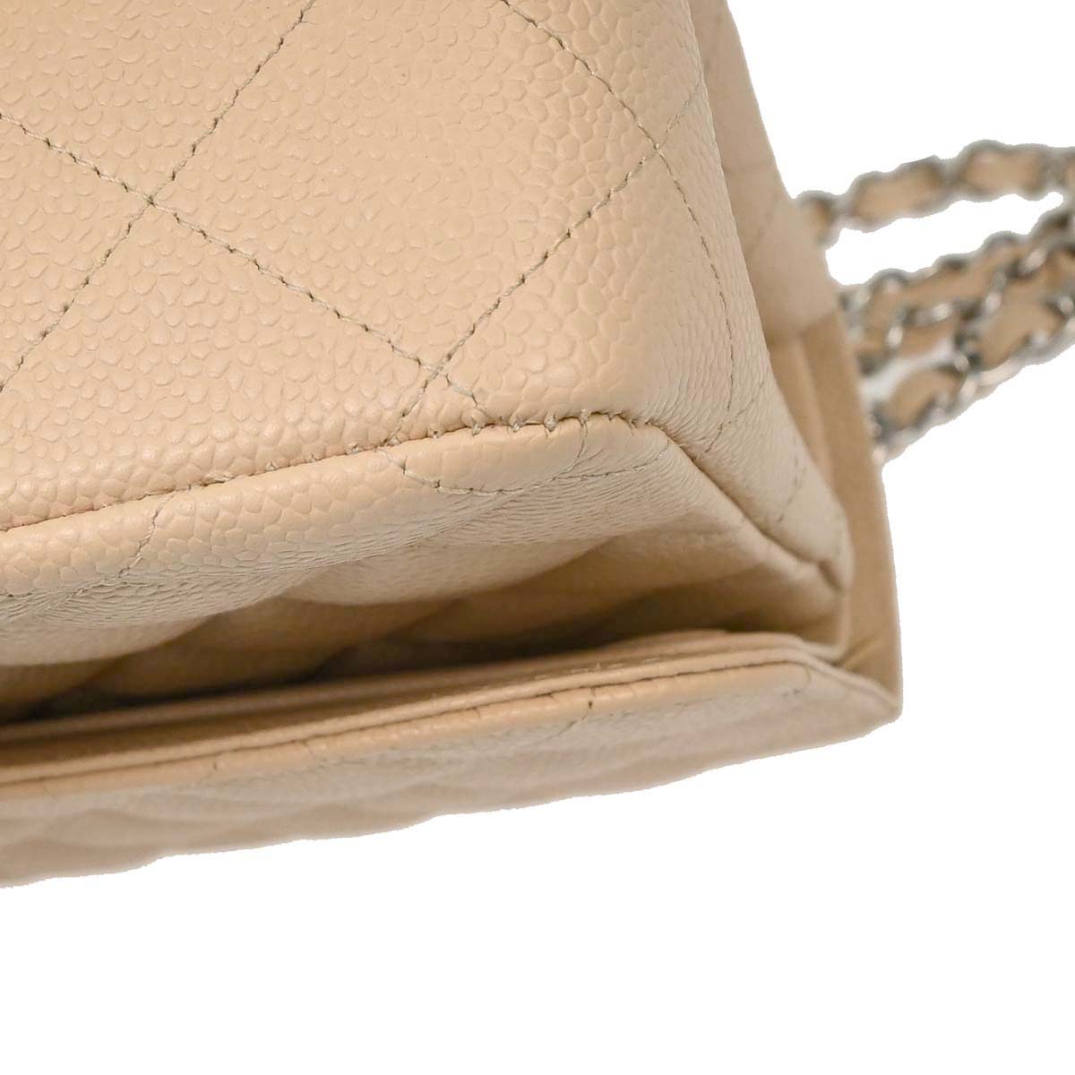 Chanel 2013-2014 Beige Caviar Jumbo Classic Double Flap Shoulder Bag