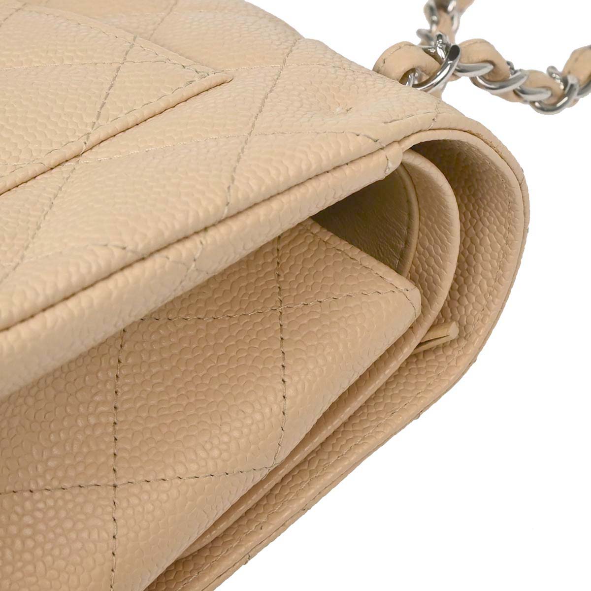 Chanel 2013-2014 Beige Caviar Jumbo Classic Double Flap Shoulder Bag