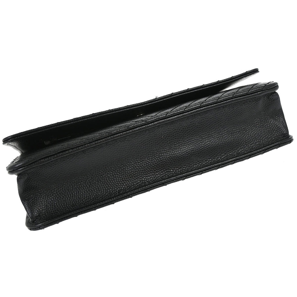Chanel 2012 Black Caviar Skin Chevron WOC Wallet on Chain Bag