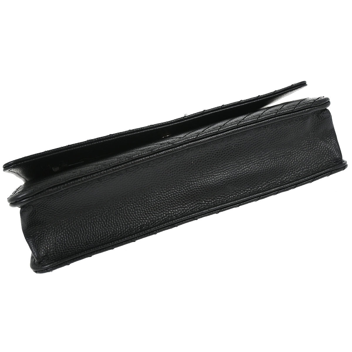Chanel 2012 Black Caviar Skin Chevron WOC Wallet on Chain Bag